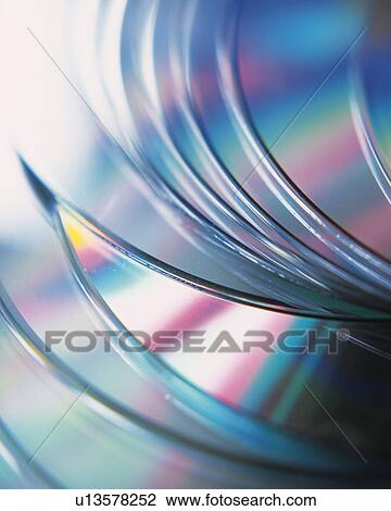 Stock Image - A bunch of CDs, Close Up, High Angle View. Fotosearch