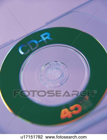 Stock Image - A CD-R, Close Up, High Angle View. Fotosearch