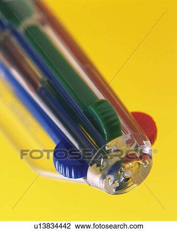 Stock Image - A color ballpoint pen, Close Up, Differential Focus. Fotosearch
