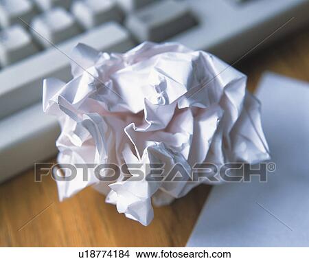 Picture - A paper waste and a keyboard, Close Up, High Angle View, Differential Focus. Fotosearch