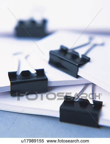 Stock Photography - Paper clips, Close Up, High Angle View, Differential Focus. Fotosearch