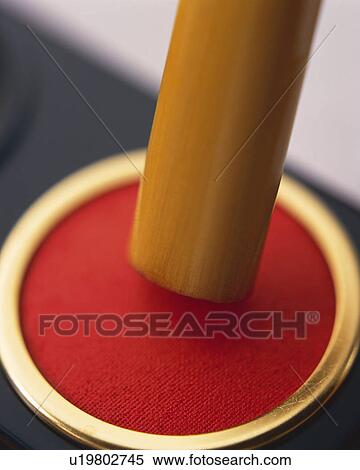 Stock Photography - Personal seal and ink pad, Close Up, High Angle View, Differential Focus. Fotosearch