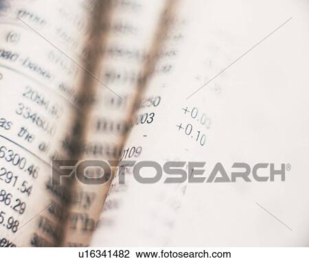Stock Image - Stock price charts, Close Up, High Angle View, Differential Focus. Fotosearch