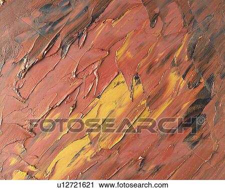 Stock Image - Oil Painting in Brown and Yellow Colors, Front View. Fotosearch