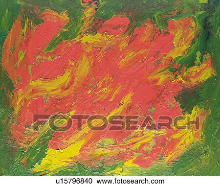 Oil Painting in Green, Orange and Yellow Colors, Front View View Large Photo Image Stock Image - Oil Painting in Green, Orange and Yellow Colors, Front View. Fotosearch
