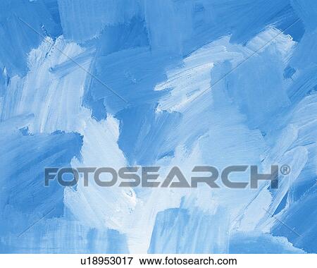 Stock Photo - Oil Painting in Light Blue and White Colors, Front View. Fotosearch