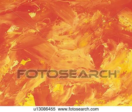 Stock Photography - Oil Painting in Orange and Yellow Colors, Front View. Fotosearch