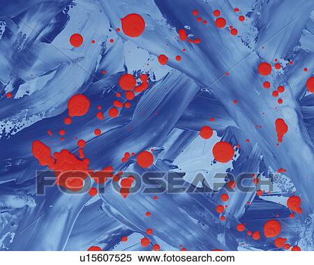 Stock Photography - Oil Painting in Red and Blue and Light Blue Colors, Front View. Fotosearch