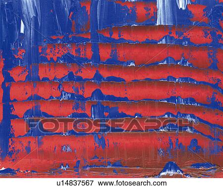Stock Photo - Oil Painting in Red and Blue Colors, Front View. Fotosearch