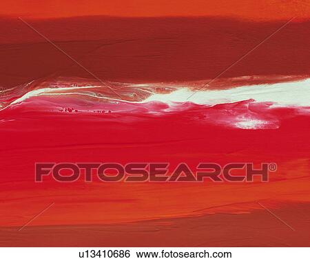 Stock Photograph - Oil Painting in Red and White Colors, Front View. Fotosearch