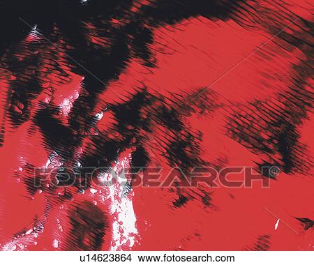 Picture - Oil Painting in Red, Black and White Colors, Front View. Fotosearch