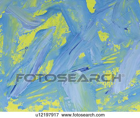 Stock Photo - Oil Painting in Yellow and Light Blue Colors, Front View. Fotosearch