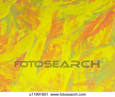 Stock Image - Oil Painting in Yellow and Orange Colors, Front View. Fotosearch