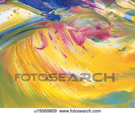 Oil Painting in Yellow, Red and Blue and White Colors, Front View View Large Photo Image Stock Photo - Oil Painting in Yellow, Red and Blue and White Colors, Front View. Fotosearch