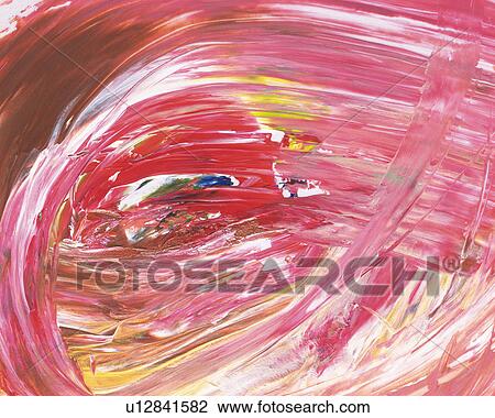 Stock Image - Oil Painting of a Round Figure that Contains Several Colors, Front View. Fotosearch