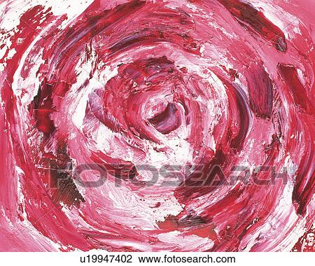 Stock Image - Oil Painting of a Round Figure that Contains Several Colors, Front View. Fotosearch