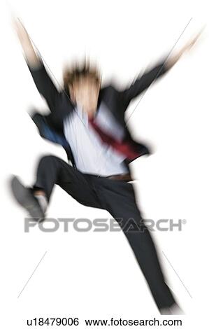 Stock Photograph - Young Businessman Jumping. Fotosearch