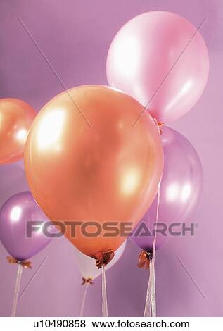 Stock Photo - , Balloon, Helium Balloon, Indoor, Medium Group Of Objects. Fotosearch
