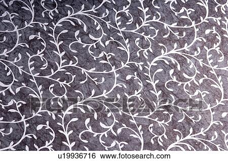 Stock Photograph - Close-up of a floral pattern on handmade paper. Fotosearch