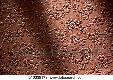 Stock Image - Close-up of a floral pattern on handmade paper. Fotosearch
