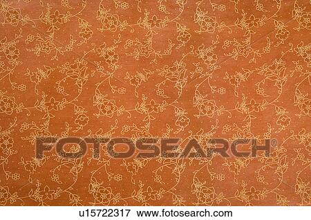 Close-up of a floral pattern on handmade paper View Large Photo Image Stock Photo - Close-up of a floral pattern on handmade paper. Fotosearch