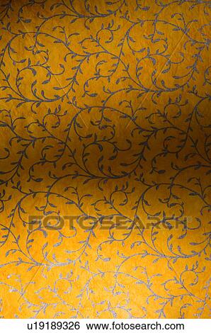 Close-up of a floral pattern on handmade paper View Large Photo Image Stock Photograph - Close-up of a floral pattern on handmade paper. Fotosearch