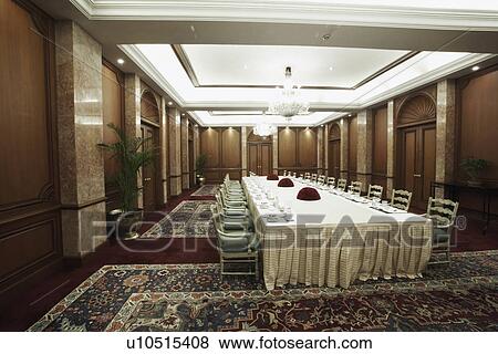 Stock Photo - Interiors of a dining hall. Fotosearch