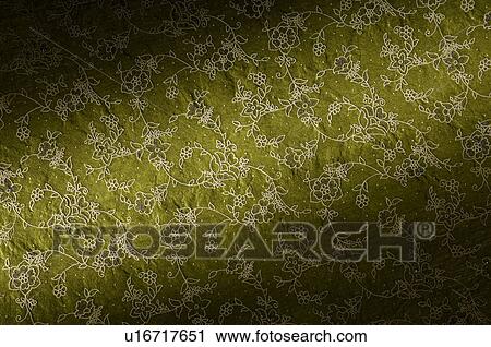 Stock Image - Close-up of a floral pattern on handmade paper. Fotosearch