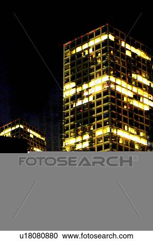 Clipart - Night buildings. Fotosearch
