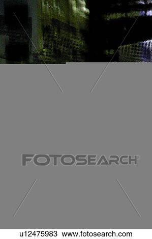 Drawing - Night buildings. Fotosearch