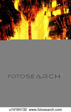 Drawing - Night buildings. Fotosearch
