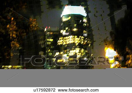 Drawing - Night buildings. Fotosearch