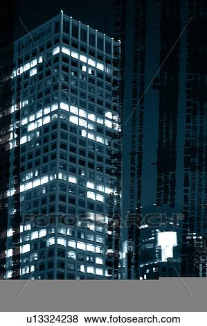 Stock Illustration - Night buildings. Fotosearch