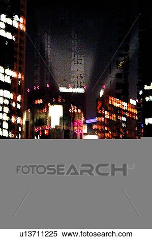 Stock Illustration - Night buildings. Fotosearch