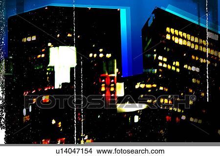 Stock Illustration - Night buildings. Fotosearch