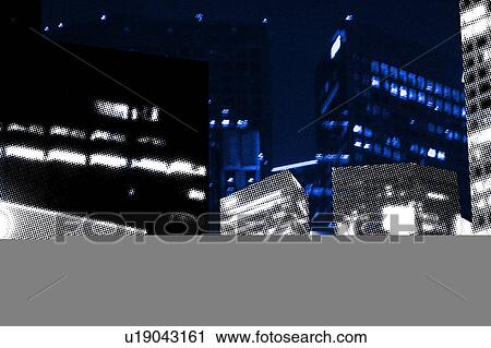 Clip Art - Night cityscape. Fotosearch