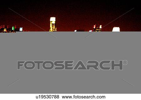 Stock Illustration - Night cityscape. Fotosearch