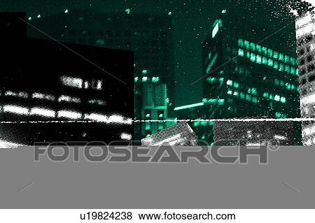 Stock Illustration - Night cityscape. Fotosearch