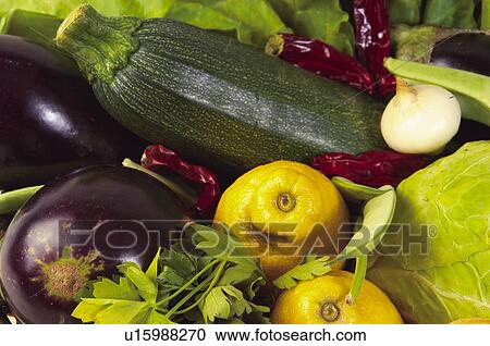 Stock Image - Fruits and vegetables, Fruits and vegetables background, Fruits and vegetables backgrounds, Background, Vegetable, Vegetable background, Parsley. Fotosearch