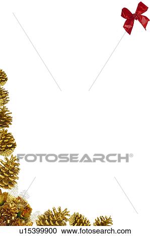 Stock Image - Christmas, Motifs, Christmas motifs, Christmas decorations, Frame, Pine cone, Pine cones. Fotosearch