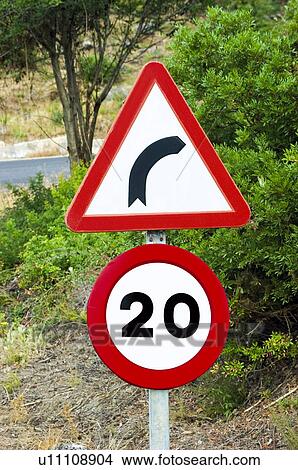 Road, Road sign, Road signs, Traffic sign, Traffic signs, Exterior, Bend View Large Photo Image Picture - Road, Road sign, Road signs, Traffic sign, Traffic signs, Exterior, Bend. Fotosearch