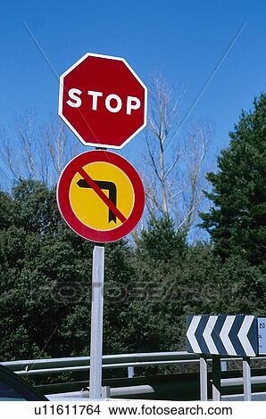 Picture - Road, Road sign, Road signs, Traffic sign, Traffic signs, Giving orders, Giving order. Fotosearch