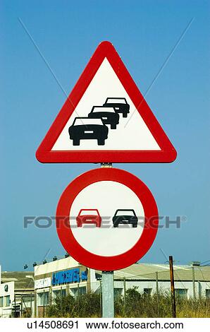 Stock Image - Road, Road sign, Road signs, Traffic sign, Traffic signs, Exterior, Tree. Fotosearch