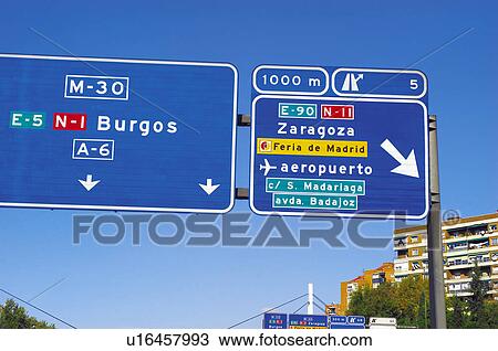 Stock Image - Road, Road sign, Road signs, Traffic sign, Traffic signs, Exterior, Information. Fotosearch
