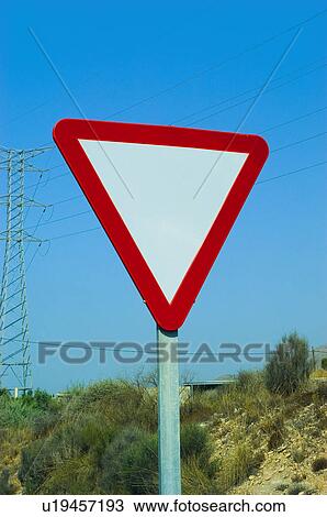 Stock Image - Road, Road sign, Road signs, Traffic sign, Traffic signs, Warning sign, Warning signs. Fotosearch