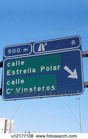 Stock Photo - Road, Road sign, Road signs, Traffic sign, Traffic signs, Information sign, Information signs. Fotosearch