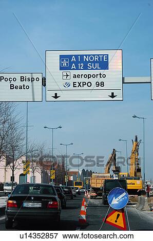 Stock Photo - Road, Road sign, Road signs, Traffic sign, Traffic signs, Information sign, Information signs. Fotosearch