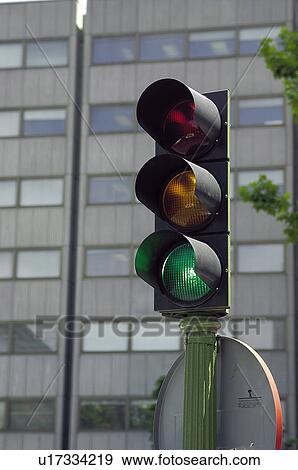 Stock Photo - Road, Road sign, Road signs, Traffic sign, Traffic signs, Exterior, Traffic lights. Fotosearch