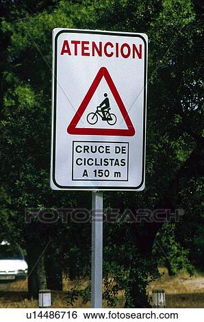 Stock Photograph - Road, Road sign, Road signs, Traffic sign, Traffic signs, Warning sign, Warning signs. Fotosearch