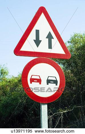 Stock Photography - Road, Road sign, Road signs, Traffic sign, Traffic signs, Warning sign, Warning signs. Fotosearch